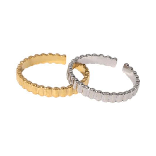 Verstelbare RVS Ring met Blokjes Motief - 3mm Breed - Aramat Jewels - Ringen - cadeautip