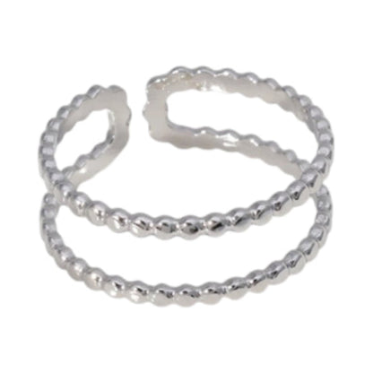 Verstelbare RVS Ring met Dubbele Bolletjeslijn (7 mm) - Aramat Jewels - Ringen - cadeautip