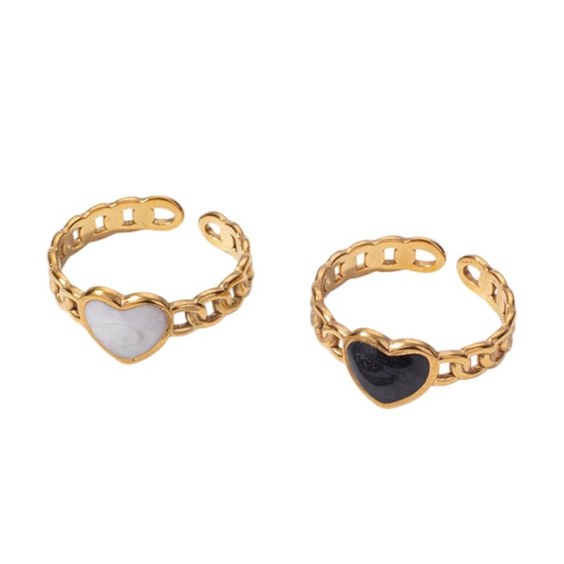 Verstelbare RVS Ring met Emaille Hartje - Goudkleur (8 mm) - Aramat Jewels - Ringen - cadeautip