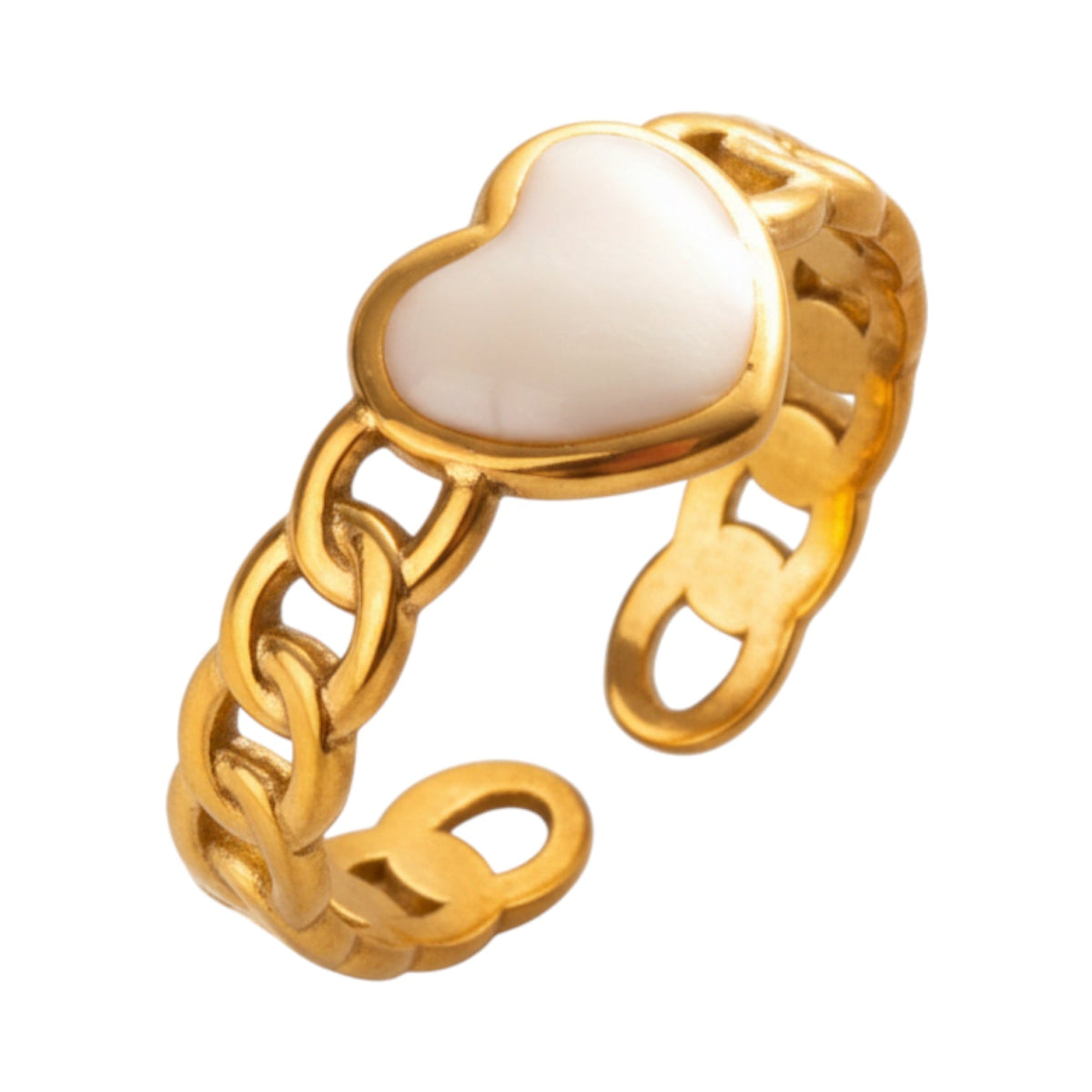 Verstelbare RVS Ring met Emaille Hartje - Goudkleur (8 mm) - Aramat Jewels - Ringen - cadeautip