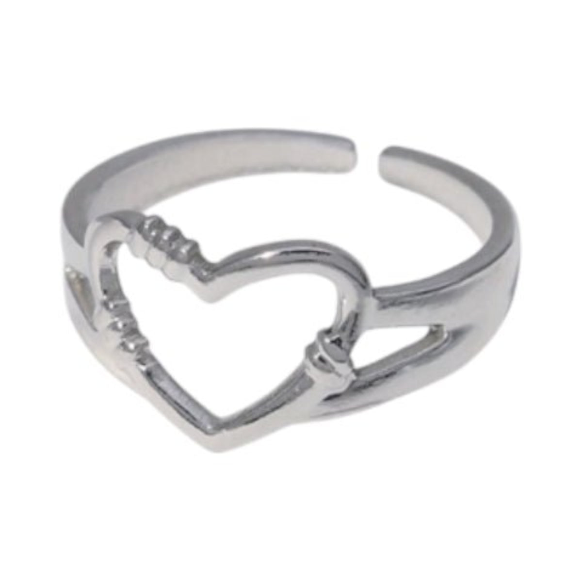 Verstelbare RVS Ring met Open Hartje (11 mm) - Aramat Jewels - Ringen - cadeautip