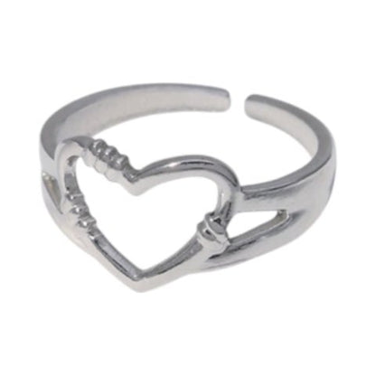 Verstelbare RVS Ring met Open Hartje (11 mm) - Aramat Jewels - Ringen - cadeautip