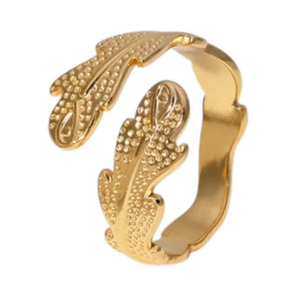 Verstelbare RVS Ring met Verfijnd Veer - Ontwerp (17 mm) - Aramat Jewels - Ringen - cadeautip