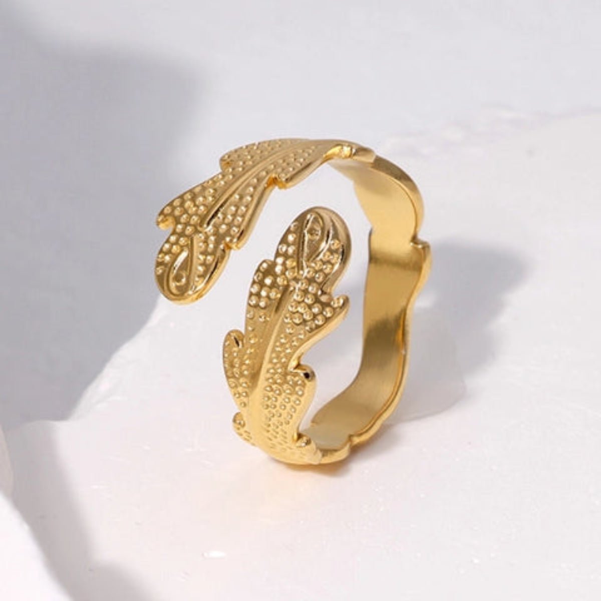 Verstelbare RVS Ring met Verfijnd Veer - Ontwerp (17 mm) - Aramat Jewels - Ringen - cadeautip