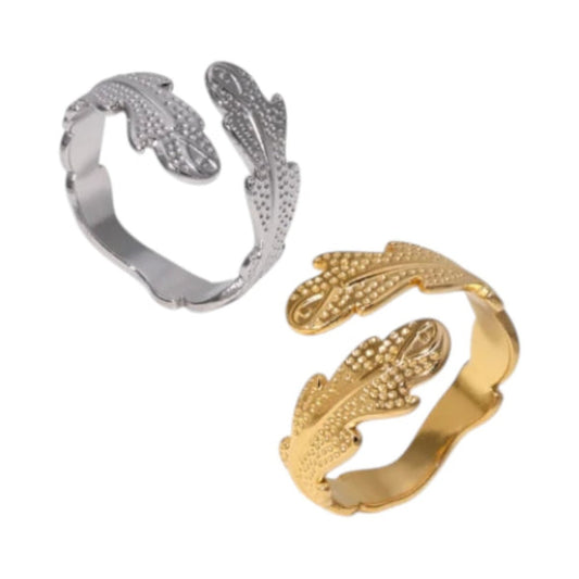 Verstelbare RVS Ring met Verfijnd Veer - Ontwerp (17 mm) - Aramat Jewels - Ringen - cadeautip