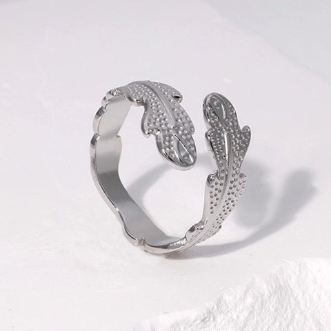 Verstelbare RVS Ring met Verfijnd Veer - Ontwerp (17 mm) - Aramat Jewels - Ringen - cadeautip