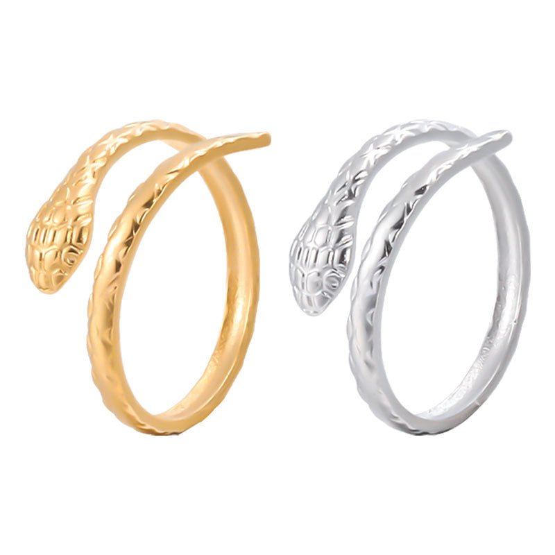 Verstelbare Slangenring van RVS - Cobra Design (13 mm) - Aramat Jewels - Ringen - cadeautip