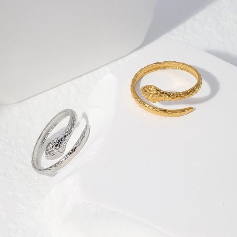 Verstelbare Slangenring van RVS - Cobra Design (13 mm) - Aramat Jewels - Ringen - cadeautip