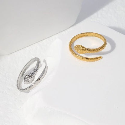 Verstelbare Slangenring van RVS - Cobra Design (13 mm) - Aramat Jewels - Ringen - cadeautip