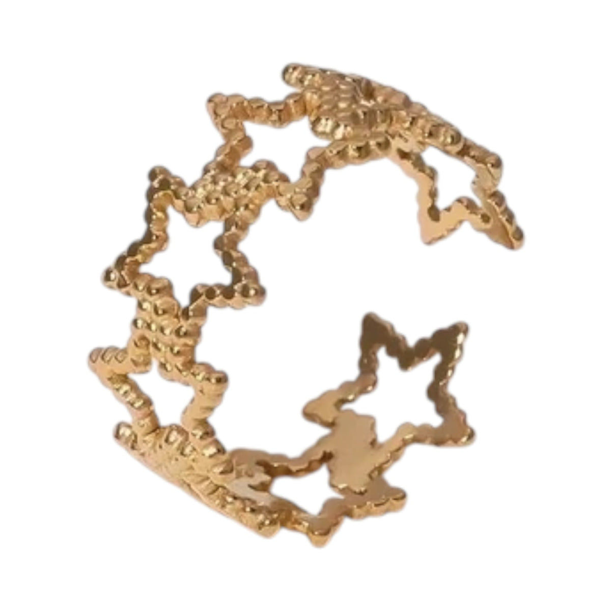 Verstelbare Sterren Ring van RVS met Bolletjes Motief (9 mm) - Aramat Jewels - Ringen - cadeautip