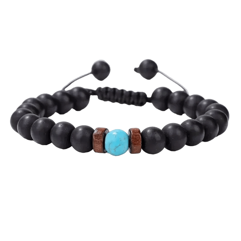 De zwarte lava armband met turquoise steen