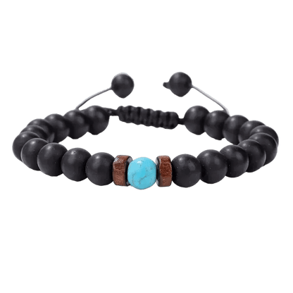 De zwarte lava armband met turquoise steen