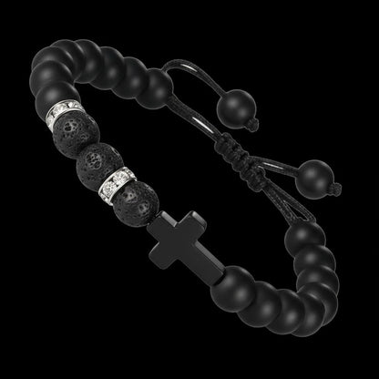 Verstelbare Zwarte Armband Met Lavasteen - Aramat Jewels - Armbanden - cadeautip