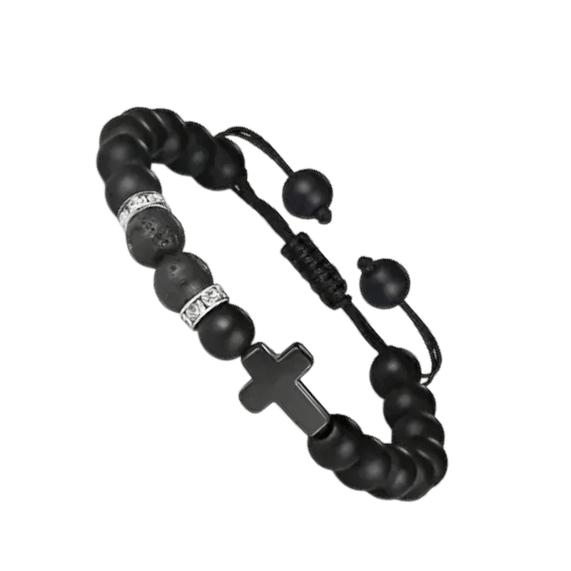 Verstelbare Zwarte Armband Met Lavasteen - Aramat Jewels - Armbanden - cadeautip