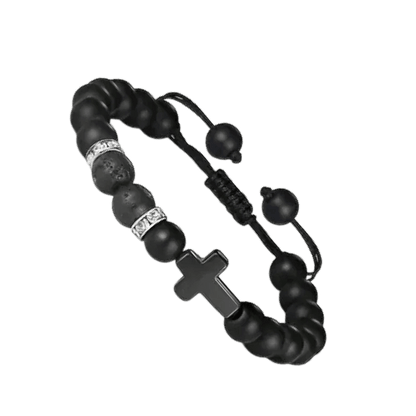 Verstelbare Zwarte Armband Met Lavasteen - Aramat Jewels - Armbanden - cadeautip