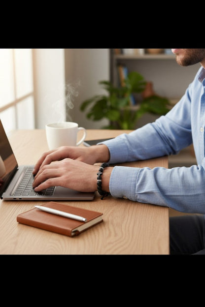 Verstelbare Zwarte Armband Met Lavasteen - Aramat Jewels - Armbanden - cadeautip