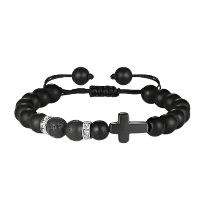 Zwarte siliconen armband met zwarte kralen