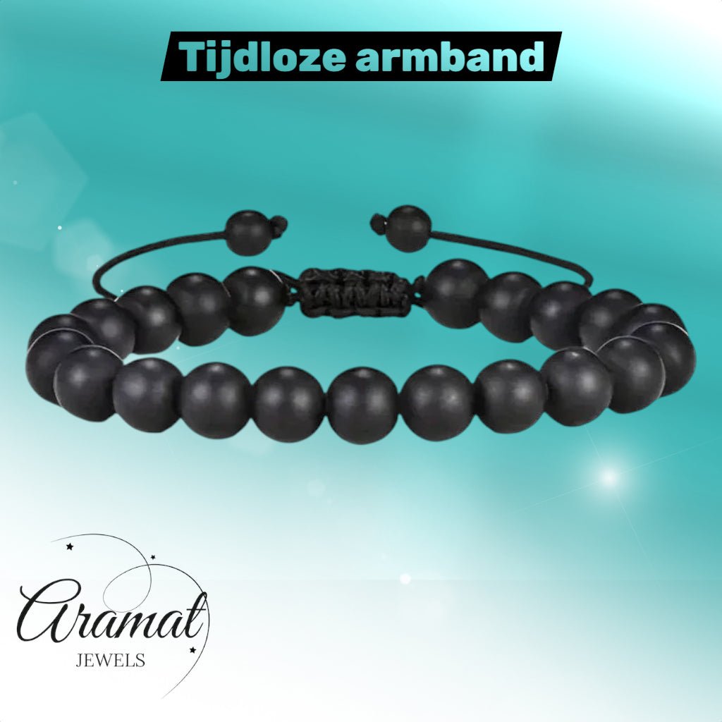 Verstelbare Zwarte Steen Armband - Aramat Jewels - Armbanden - cadeautip