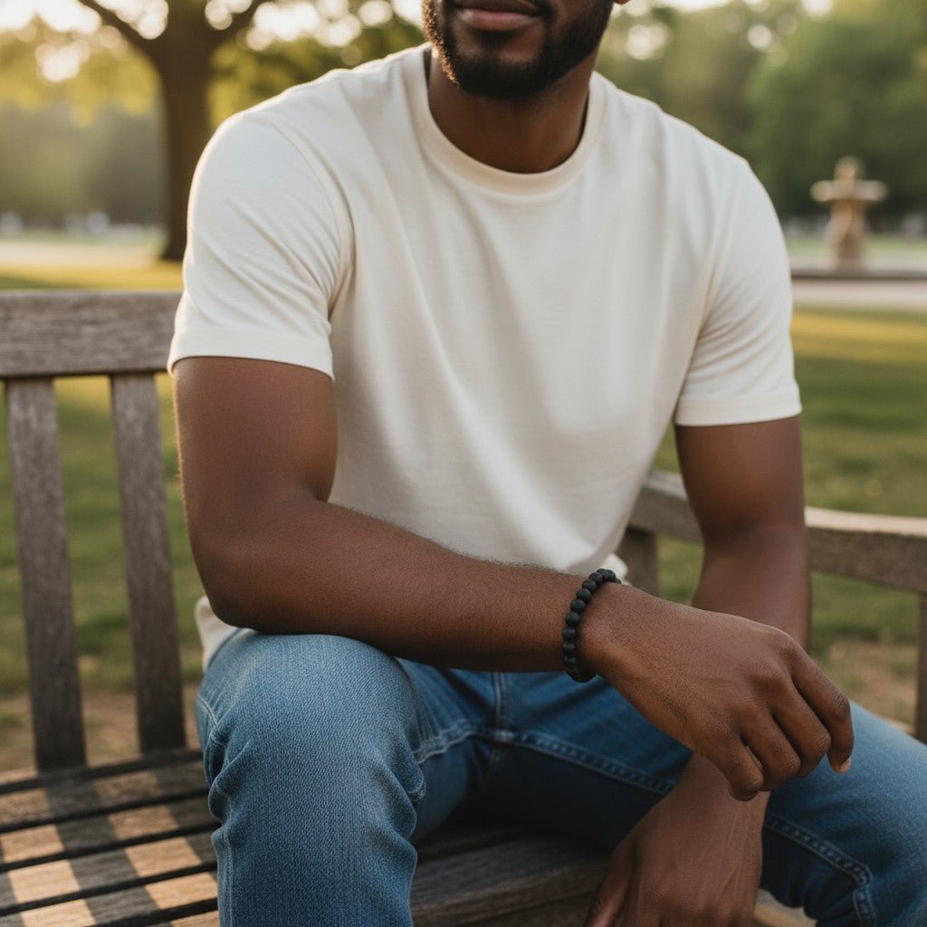 Verstelbare Zwarte Steen Armband - Aramat Jewels - Armbanden - cadeautip