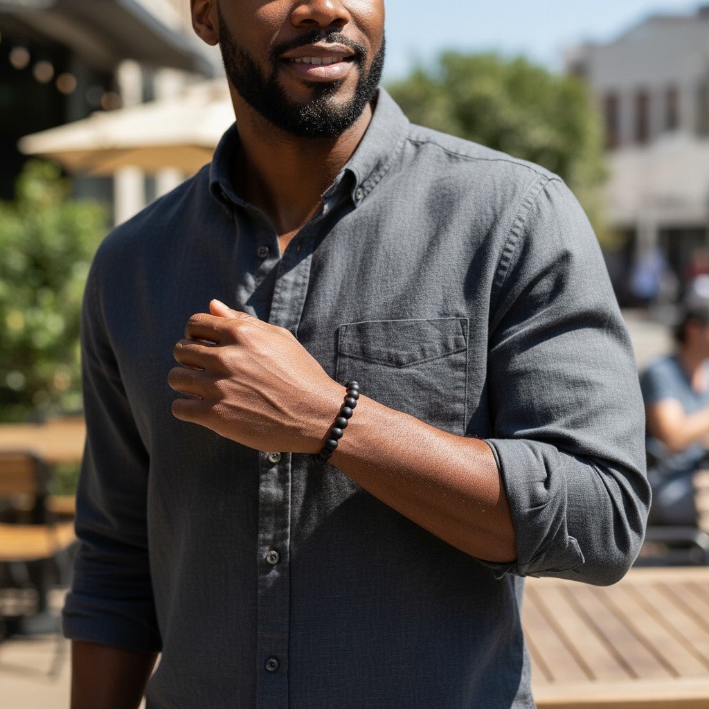 Verstelbare Zwarte Steen Armband - Aramat Jewels - Armbanden - cadeautip