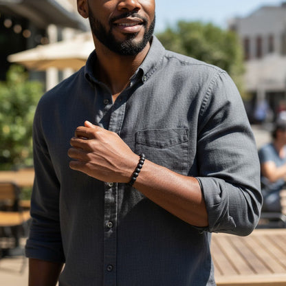 Verstelbare Zwarte Steen Armband - Aramat Jewels - Armbanden - cadeautip