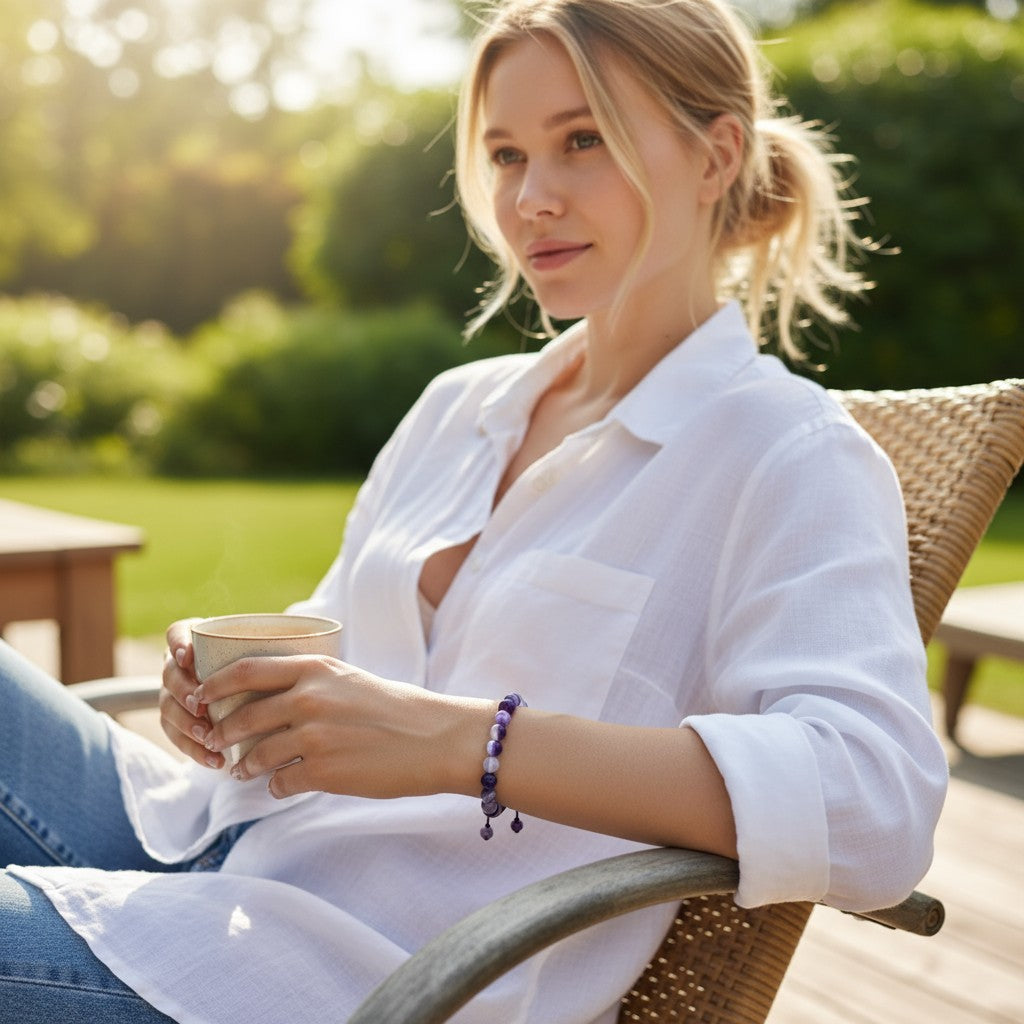 Paarse Gestreepte Agaat Armband