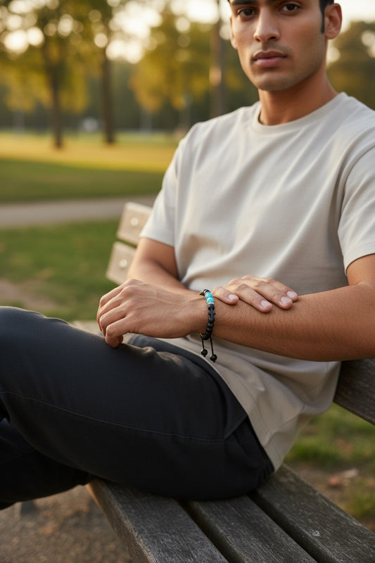 Verstelbare Zwarte Turkoois Armband