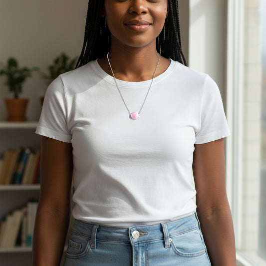 Zilveren Ketting Met Roze Kattenoogsteen