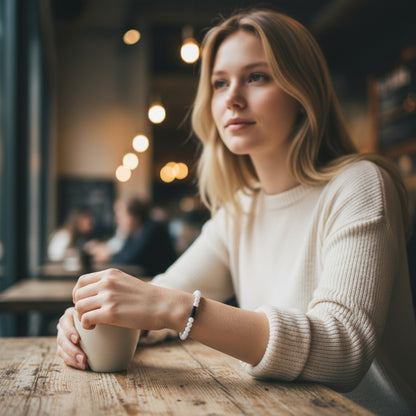 Verstelbare Wit Howliet Armband natuursteen