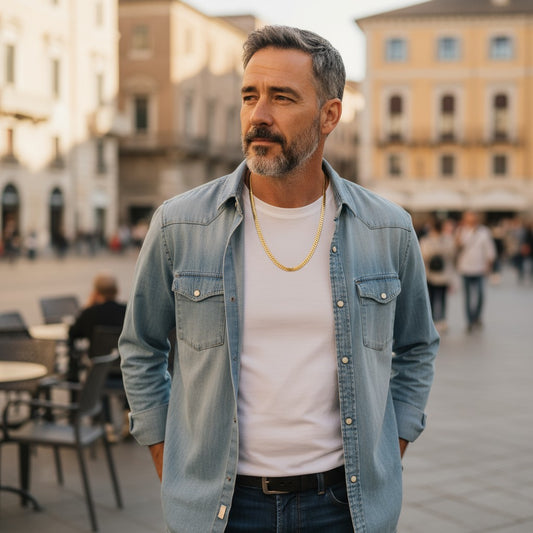 Stalen Gourmet Ketting goudkleurig staal