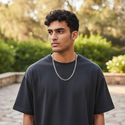 Collier gourmet moderne argenté en acier inoxydable