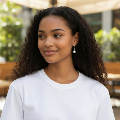 Oorhangers – RVS met Ronde Witte Parel (27mm)