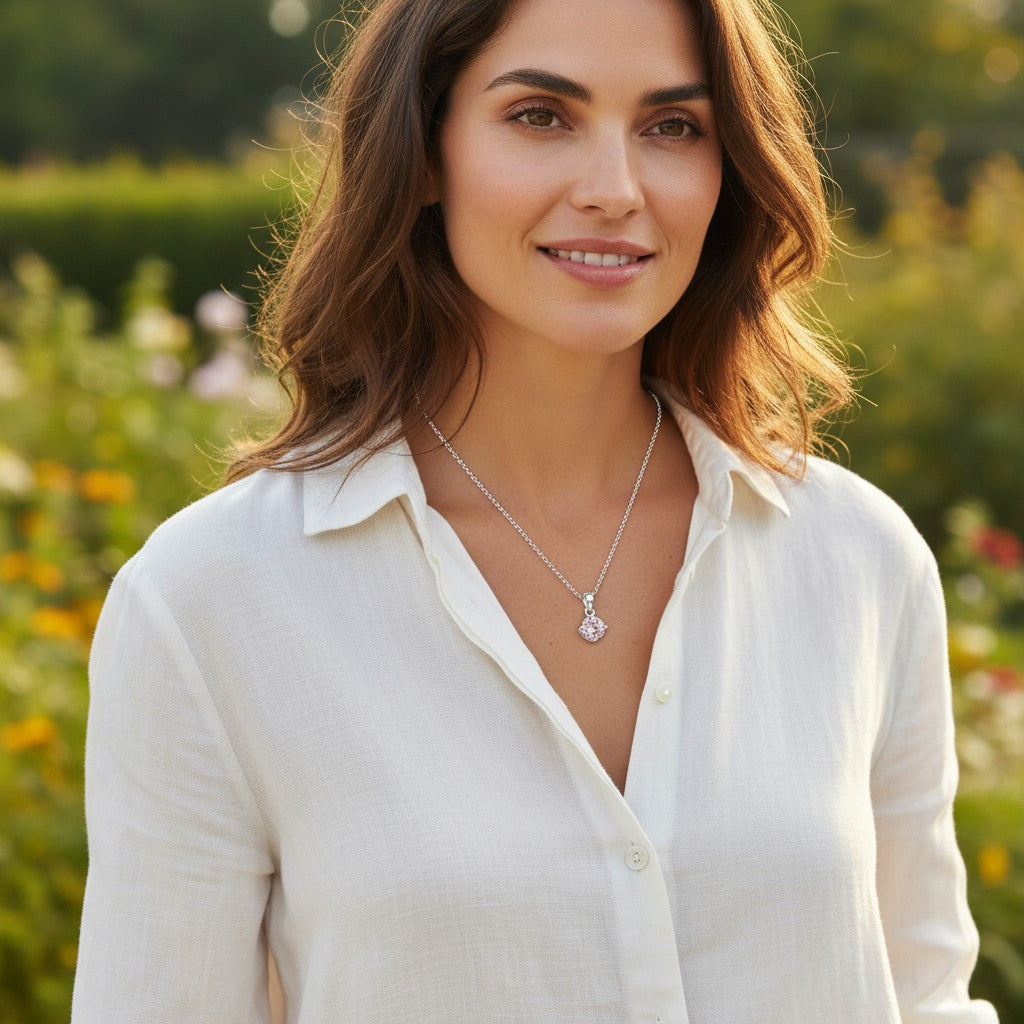 Pendentif élégant en acier inoxydable et zircone