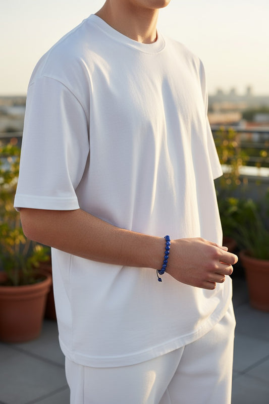 Bracelet ajustable en lapis-lazuli (pierre naturelle)