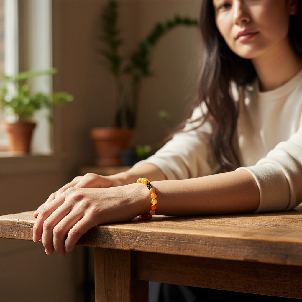 Verstelbare Armband Oranje Gestreept Agaat