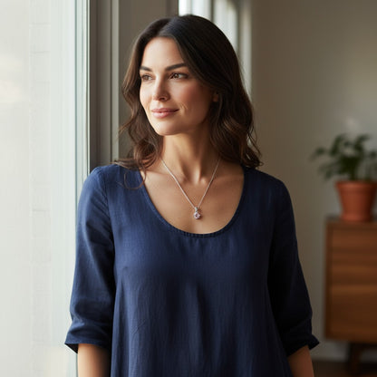 Pendentif élégant en acier inoxydable et zircone