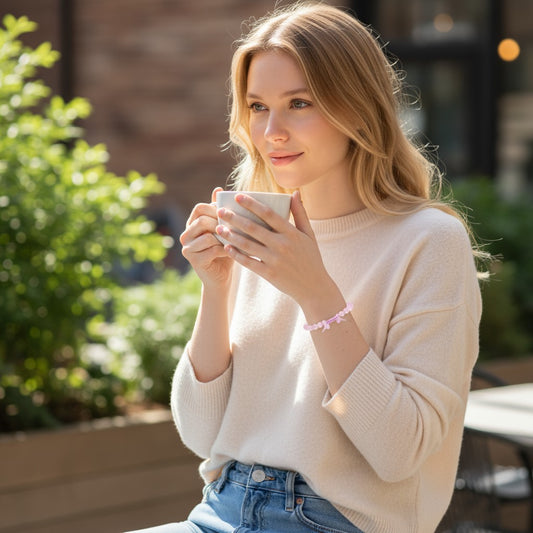Bracelet en quartz rose ajustable