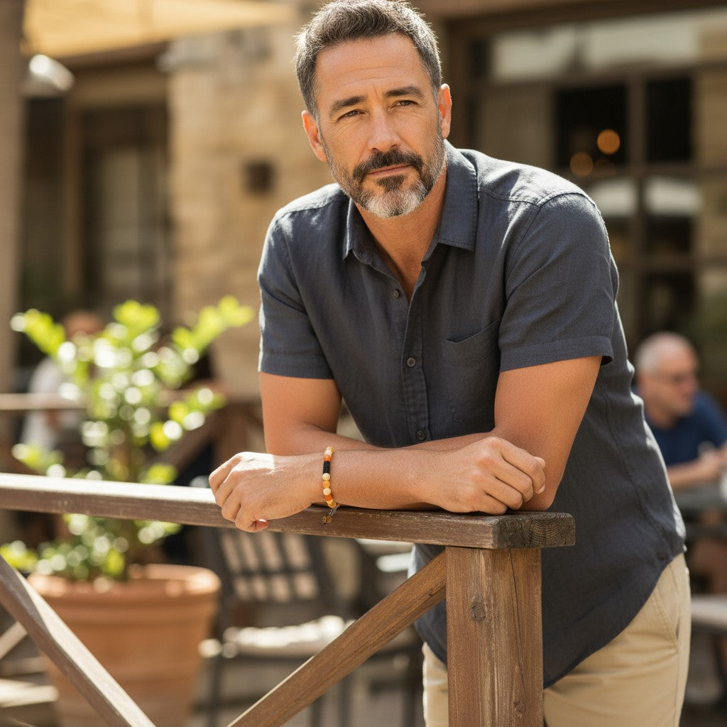 Verstelbare Armband Oranje Gestreept Agaat