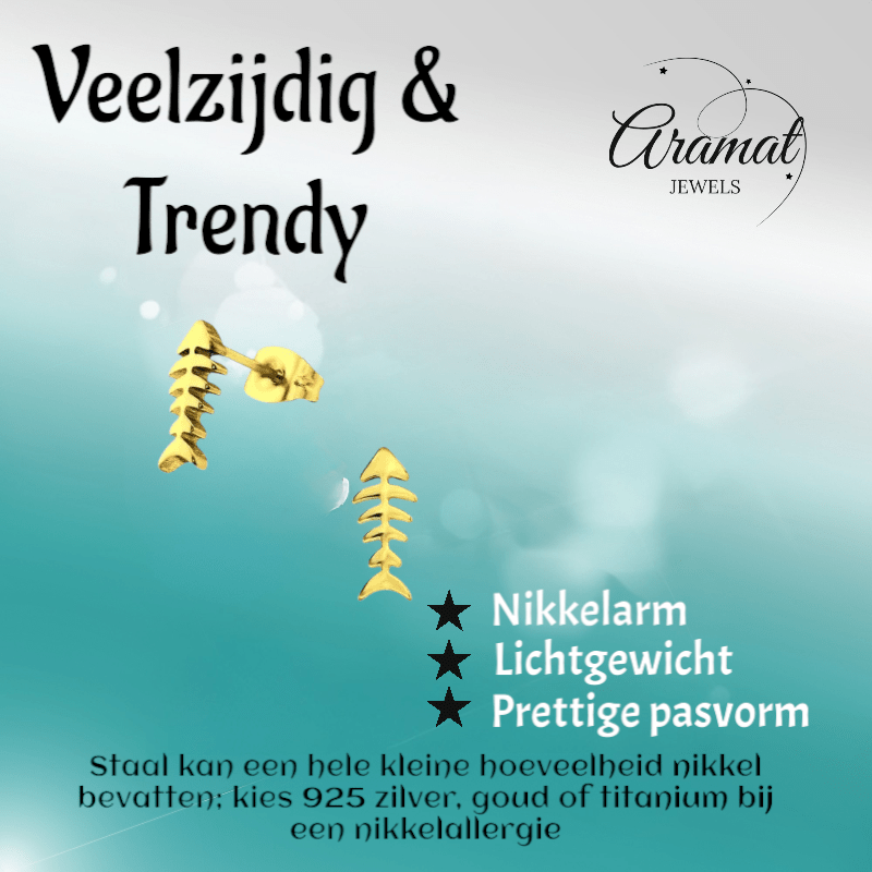 Vis Oorbellen Goudkleurig RVS – 12x5mm – Uniseks Dieren Oorstekers - oor3487 - 29788 - Oorbellen kopen# - 12mm - alles - cadeau