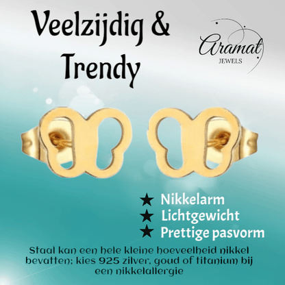 Vlinder oorstekers goudkleurig 5x7 mm - Aramat Jewels - Oorbellen - cadeautip