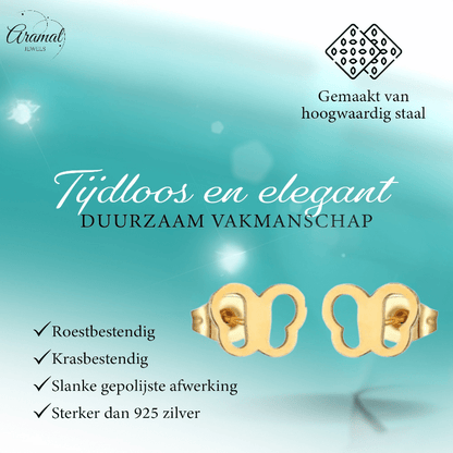 Vlinder oorstekers goudkleurig 5x7 mm - Aramat Jewels - Oorbellen - cadeautip