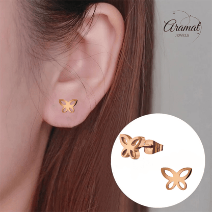 Vlinder oorstekers rosegoud – 7x9mm open design - Aramat Jewels - Oorbellen - cadeautip