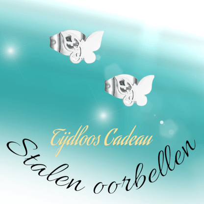 Vlinder oorstekers staal – 3 vlinders - zilverkleurig - Aramat Jewels - Oorbellen - cadeautip