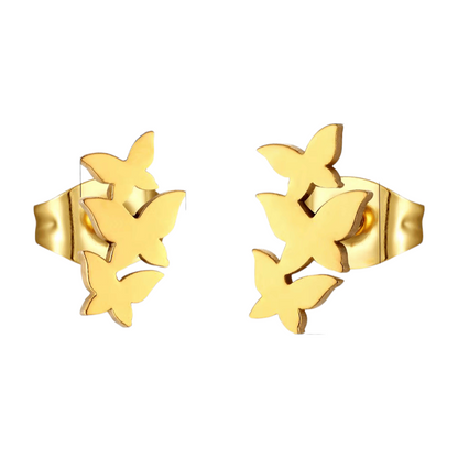 Puces d'oreilles papillon couleur or 10x6 mm