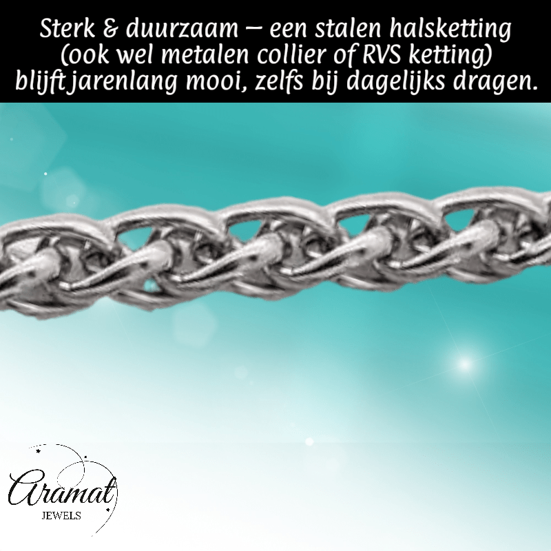 Vossenstaart Halsketting RVS 75 cm – 10 mm - Aramat Jewels - Halskettingen - cadeautip