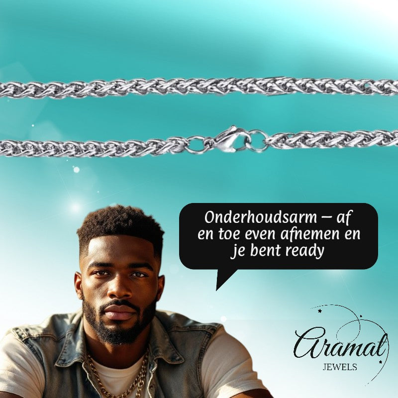 Vossenstaart Halsketting RVS 75 cm – 4 mm