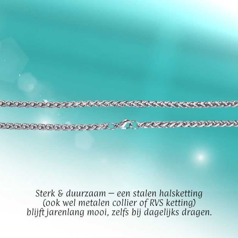 Vossenstaart Halsketting RVS 75 cm – 4 mm