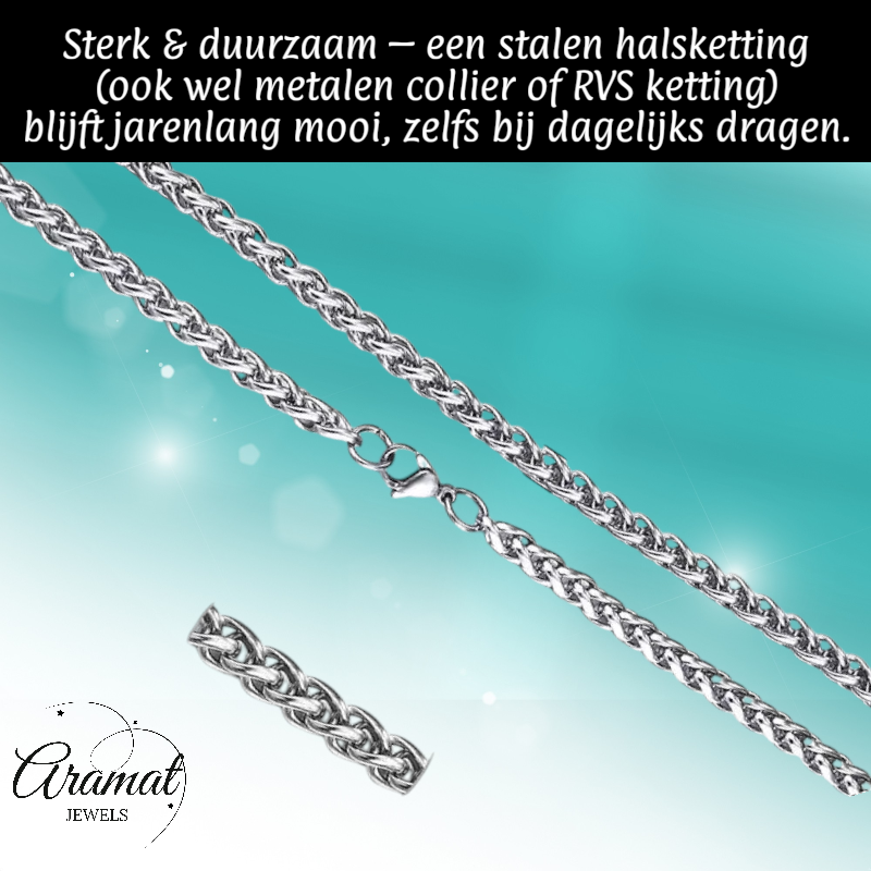 Vossenstaart Halsketting RVS 75 cm – 5 mm