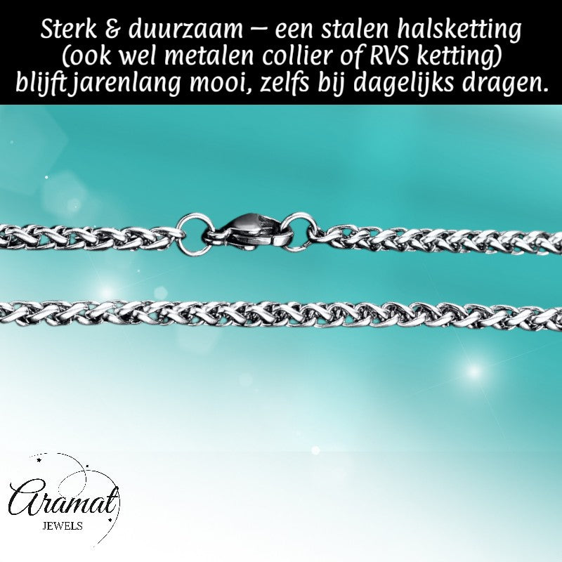 Vossenstaart Halsketting RVS 75 cm – 3 mm
