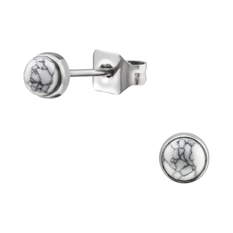 Witte Howliet Oorbellen Staal – 6mm - oor1919 - 34475 - Oorbellen kopen# - 6mm - alles - cadeau